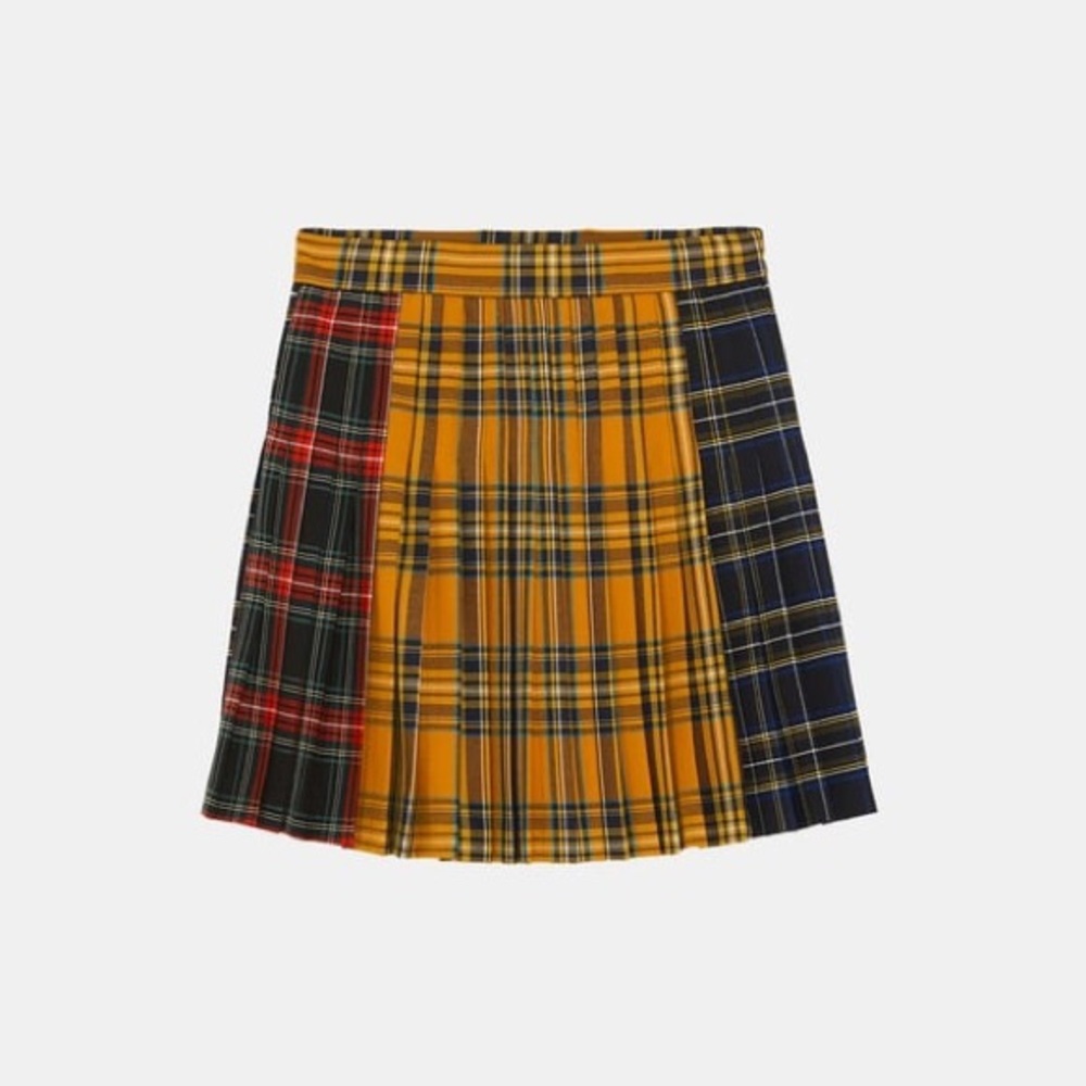 Zara Plaid Pleated Mini Skirt